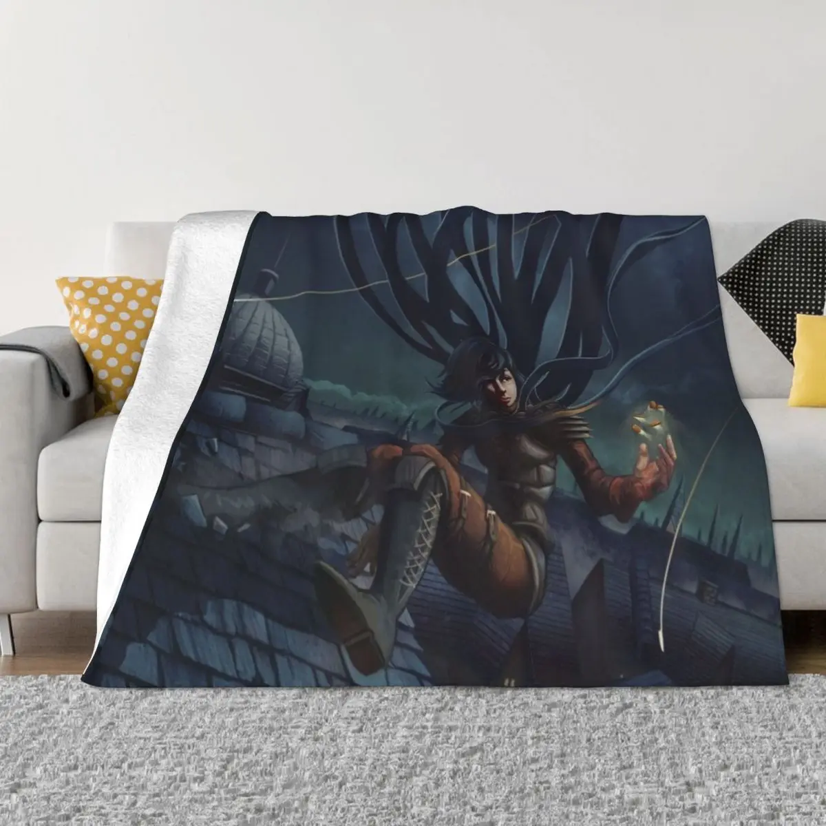 Mistborn Novel Series by Brandon Sanderson - Graphical Character Art 5 Throw Blanket manga Flannel Fabric Blankets