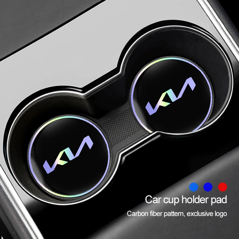 2 Peças de Porta-Copos Isolantes Coloridos com Emblema de Carro para KIA K5 Sorento Ceed Sportage Carnival Stinger Forte Niro Cadenza