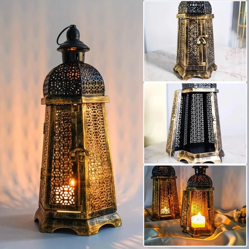 Moon Ftival candle holder hollow wrought iron retro portle home decoration ornament