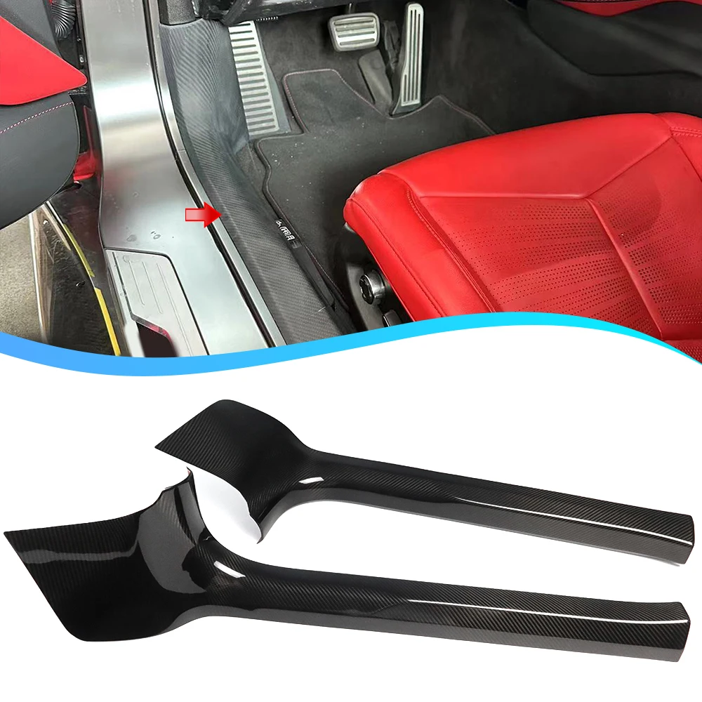 

For Chevrolet Corvette C8 Stingray Convertible Coupe Z51 Z06 2020-2025 Door Plate Sill Scuff Cover Dry Carbon Fiber Car Trim