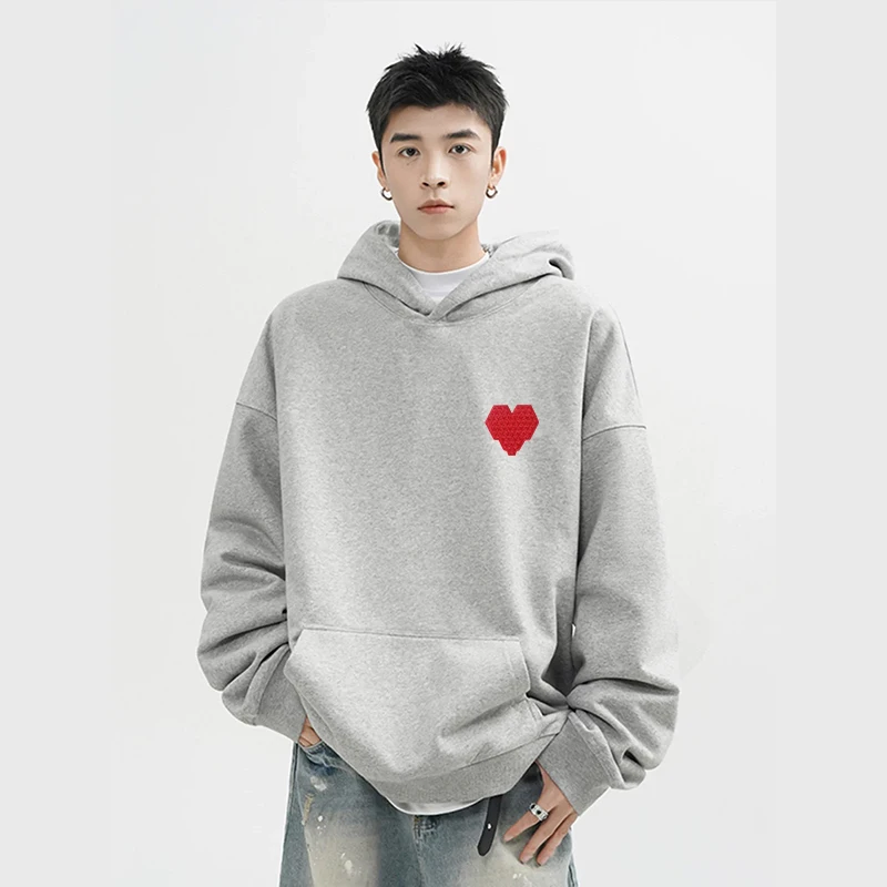 New Autumn 2025 Men's Fashion Hoodie with Letter Heart Macaron Embroidery Oversized Jacket for Men and Women,