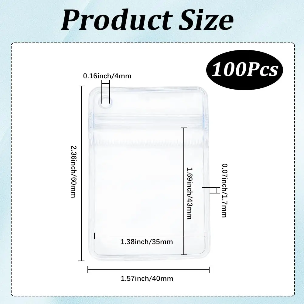 50 PVC Jewelry Storage Bag, With Side Holes,suitable for Key Chains,earrings,artworks and Accessories for Packaging and Display