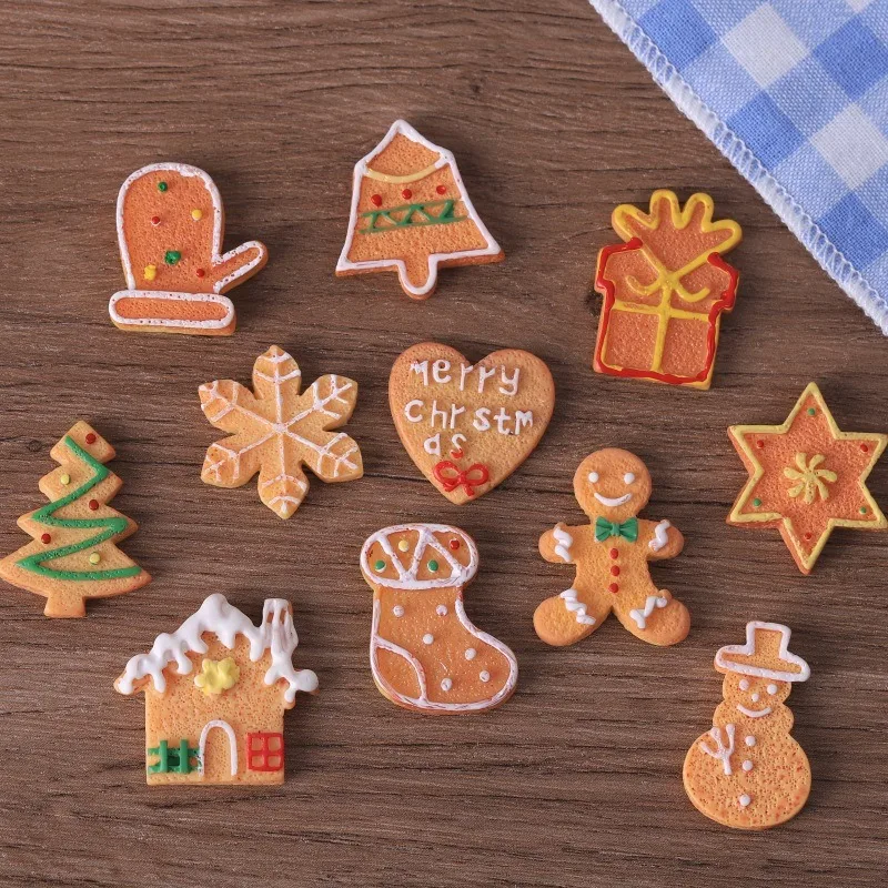 11pcs DIY Christmas accessories, cookies, Christmas trees, snowmen, resin ornaments
