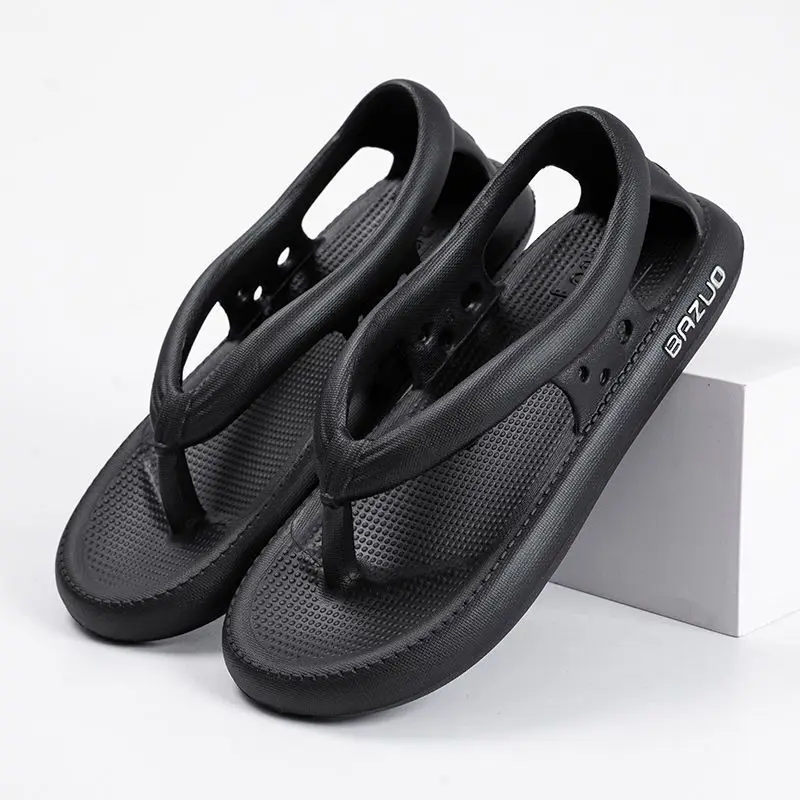 Man Non-slip Flip Flops Hollow Out Slippers Thick Platform Women Shoes Summer Outdoor House Couples Bathroom Soft Slippers Flats