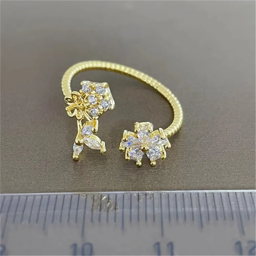 

18K Plated Gold DIY Hand Pinto Ring Paste Ring Face Half Hole Bead Needle Inlaid Pearl Opening Ring Accessories No Pearl E206