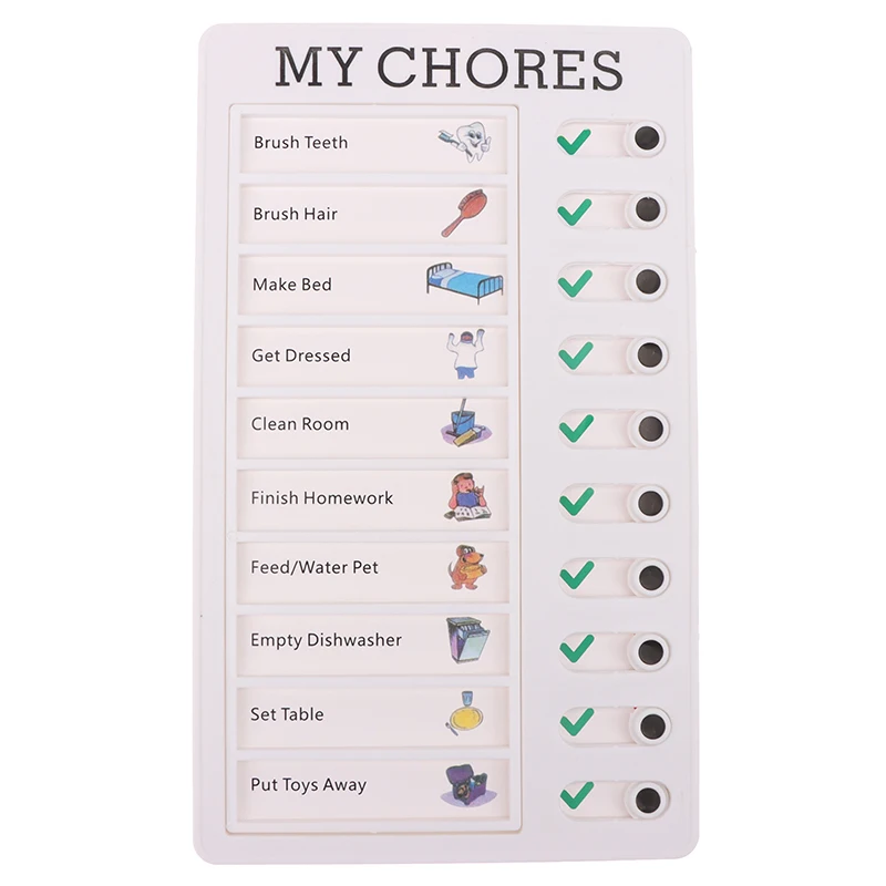 Reusable My Chores Checklist Daily Planner Memo Plastic Board Chore Chart Responsibility Behavior For Kid Self-Discipline Card