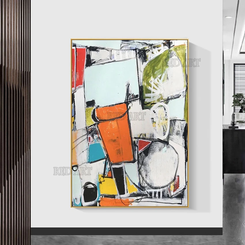 Home Corridor Decoration Colorful Acrylic Painting Canvas Picture Pure Handmade Abstract Wall Art For Kids Gift New Arrival Art