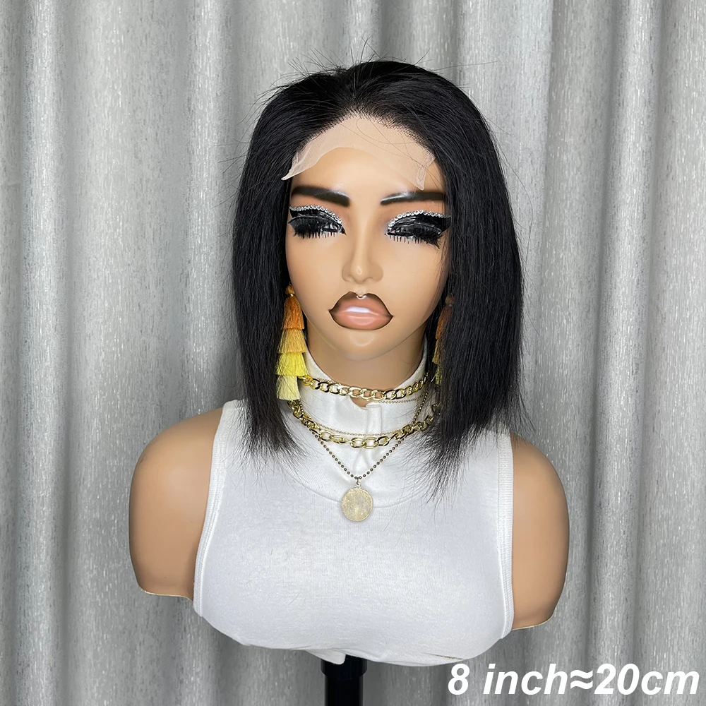 4x4 HD 본 스트레이트 레이스 프론탈 인모 브라질리언 100% 숏 밥 가발 (여성용 스트레이트 레이스 프론트 밥 가발)