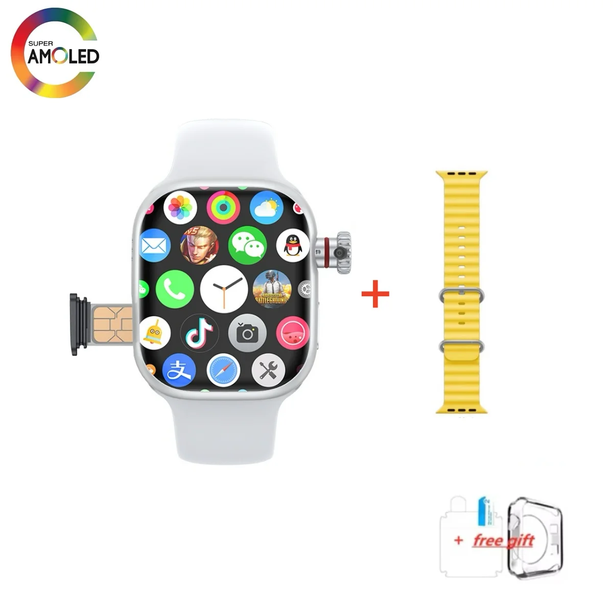 CD99 horloge X 5G smartwatch 2,29 inch AMOLED 5G LTE smartwatch met 180 °   roterende camera GPS WiFi SIM-kaartsleuf gezondheidsmonitoring