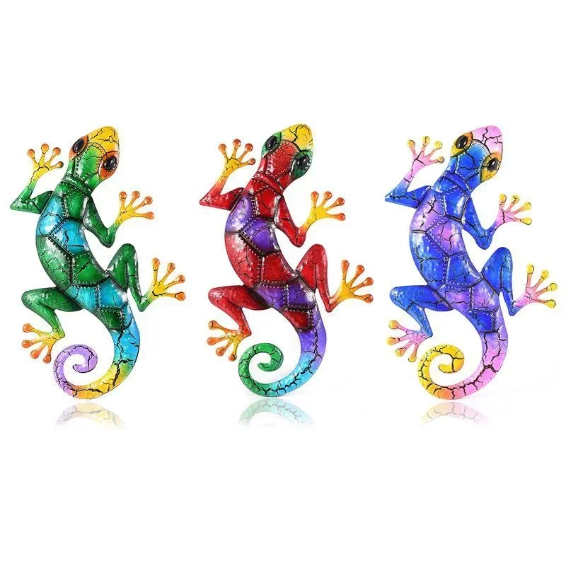Metal Gecko Yard Garden Decoration for Outdoor Statues Home-garden Wall Decor Miniature Accessories Sculpture Lizard Ornaments