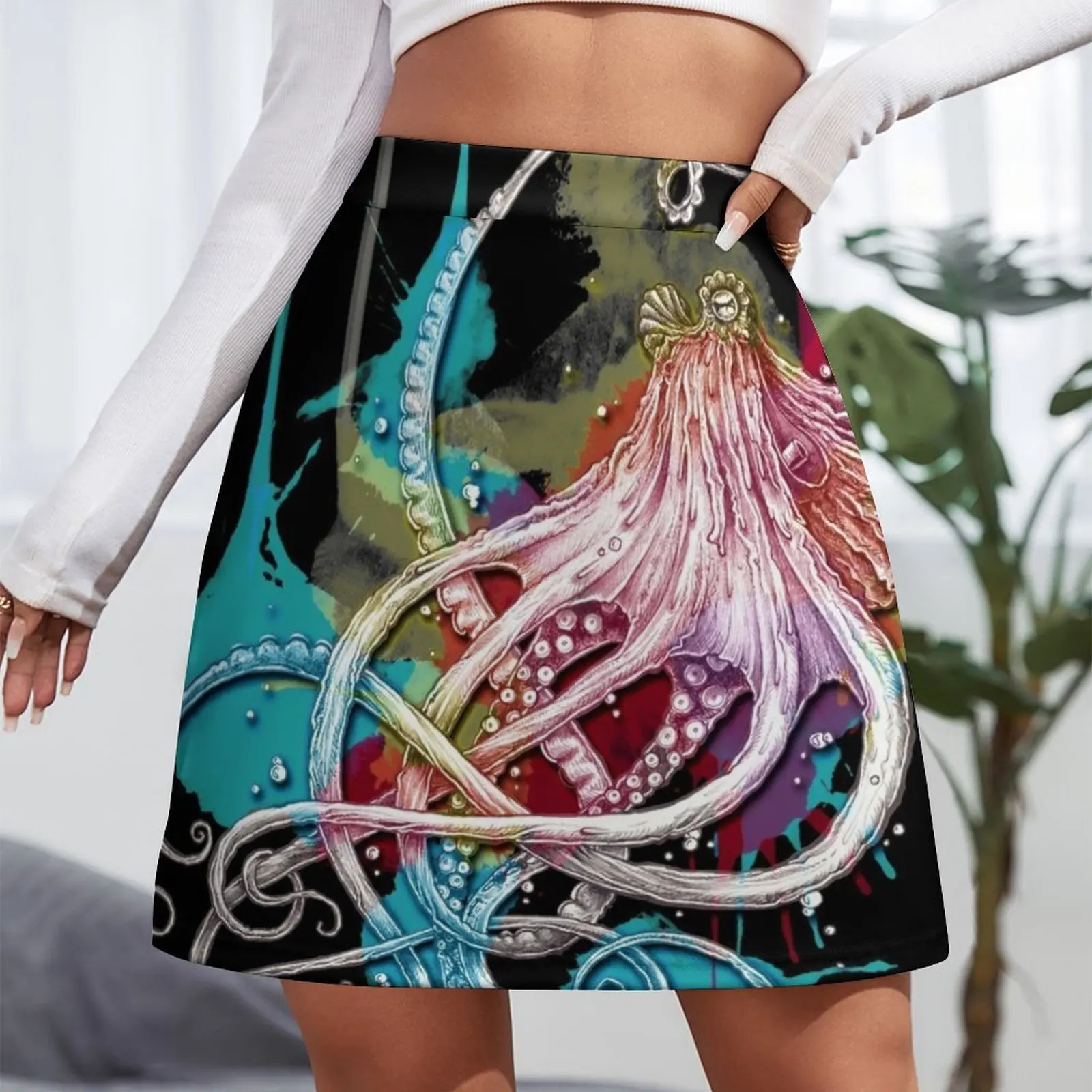 Octopus Ink Mini Skirt micro mini skirt extreme novelty in clothes luxury women skirts korean ladies summer