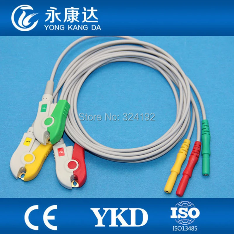 3pcs/pack Biosys ECG DIN Snap Trunk Cable for patient monitor with 3ld patient cable ,IEC Clip