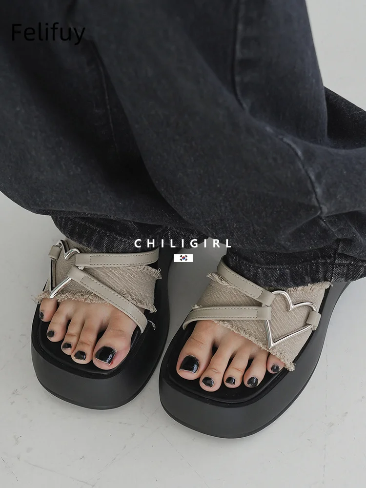 

Лето 202, женские модные шлепанцы на танкетке, массивные сандалии с застежкой, повседневные женские пляжные удобные шлепанцы с толстой подошвой