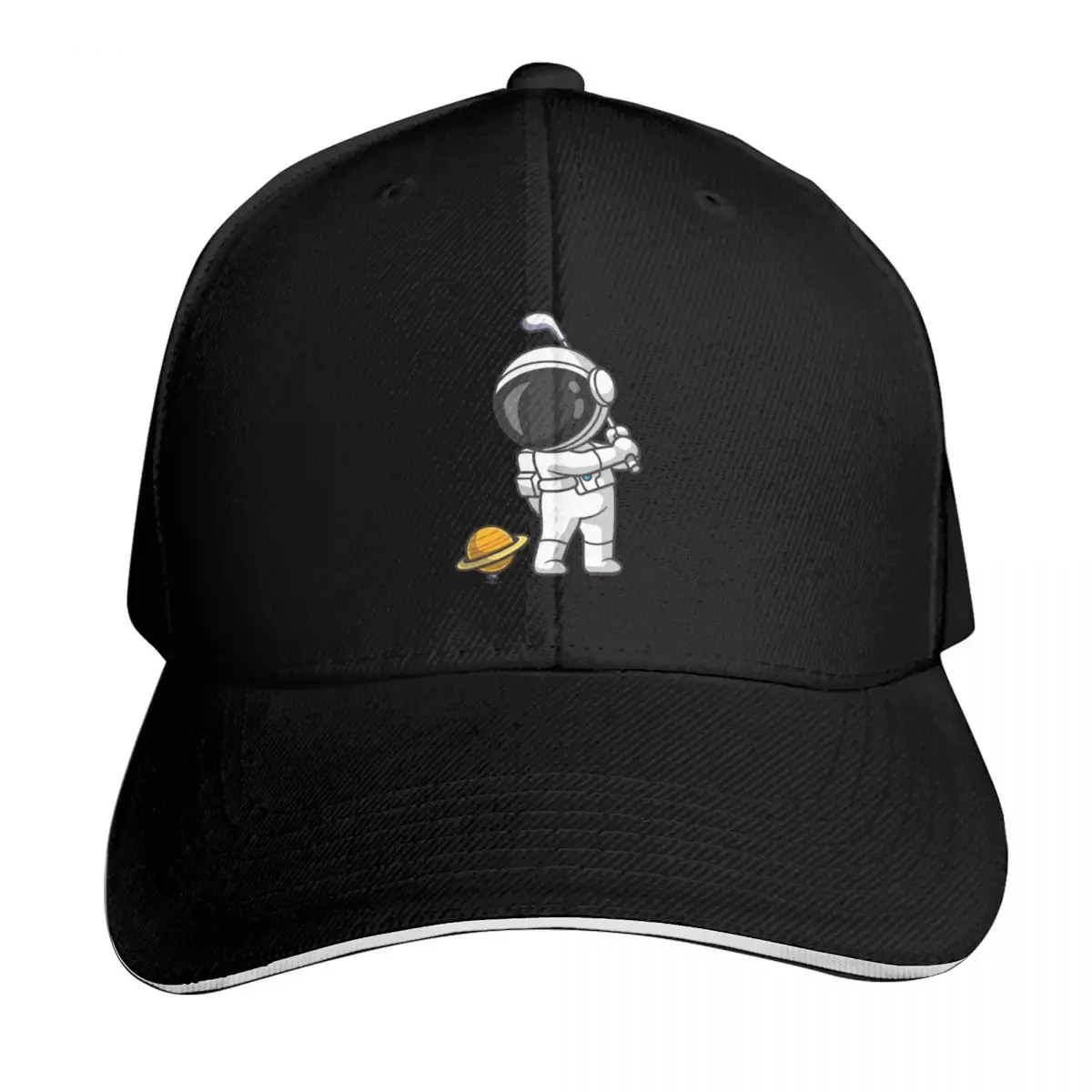 Astronaut playing golf Baseball Cap Moisture Wicking Quick Dry Curved Brim Classic Fit Low Profile Unstructured