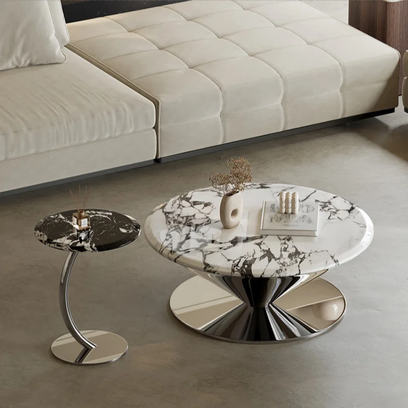 Table d'Appoint Ronde Transparente, Table Basse de Service Minimaliste, Meuble de Salon, Mobilier de Suite, Design Moderne sur Pied