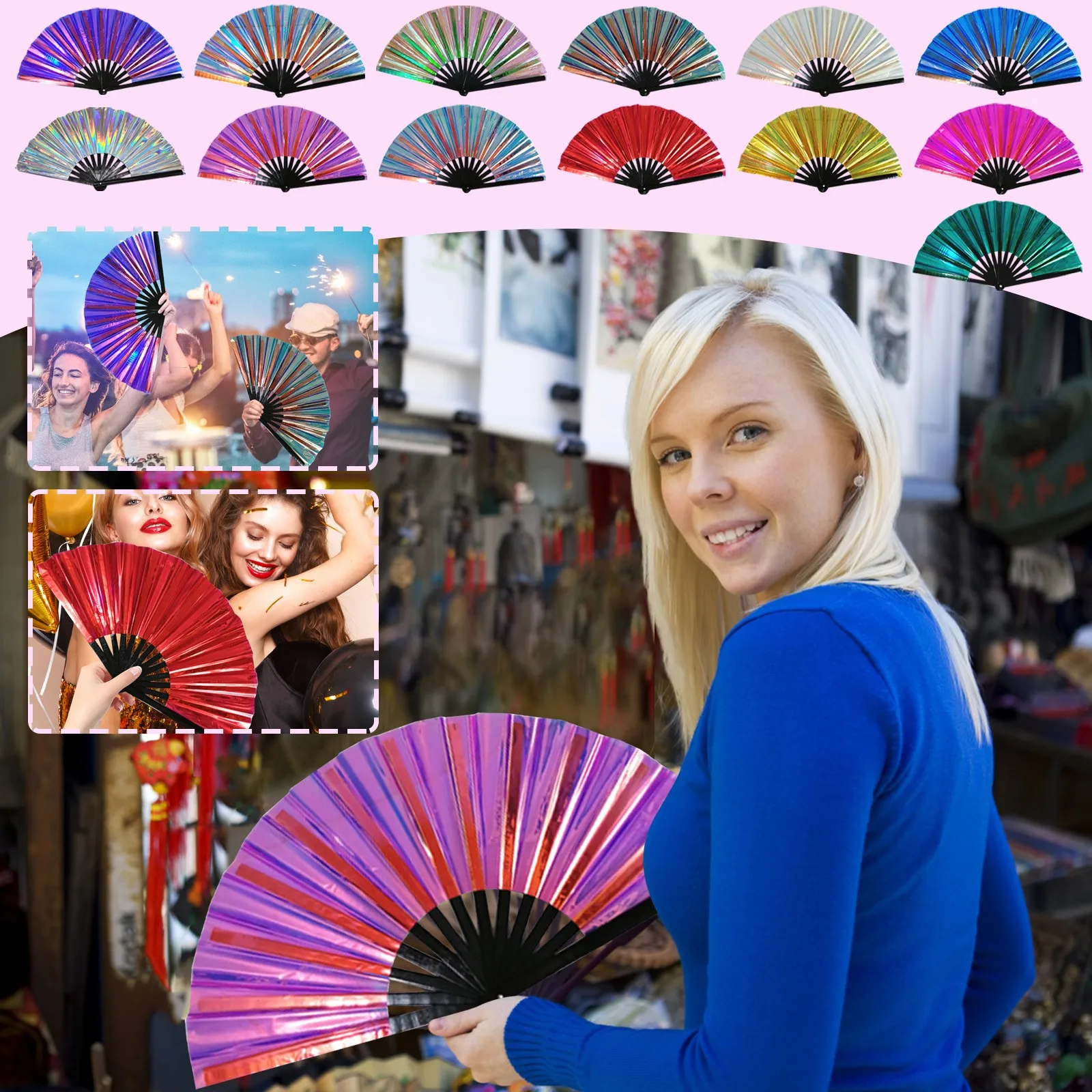 Abanico de Kung Fu Plegable de 33 cm, Abanico de Mano para Danza, Abanico de Colores para Artesanía, Abanico de Danza Clásica, Accesorios de Baile para Aniversarios, Bodas y Fiestas
