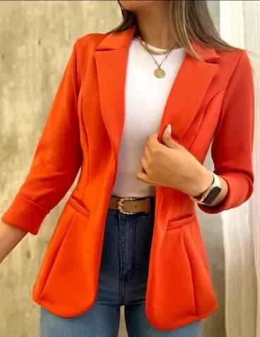 Casual Long Sleeve Suit Office Lady Spring Autumn Fashion Elegant Turn Down Collar Coat For Women 2023 Female Tops