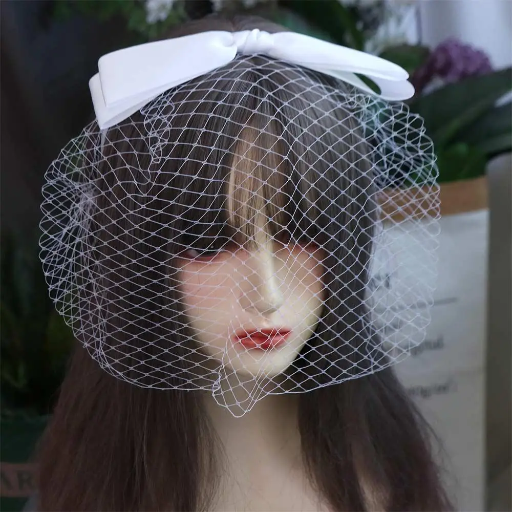 New French Style Bride Veils Satin Bow Elegant Bridal Headwear Fairy White Wedding Headband Tiara image 6