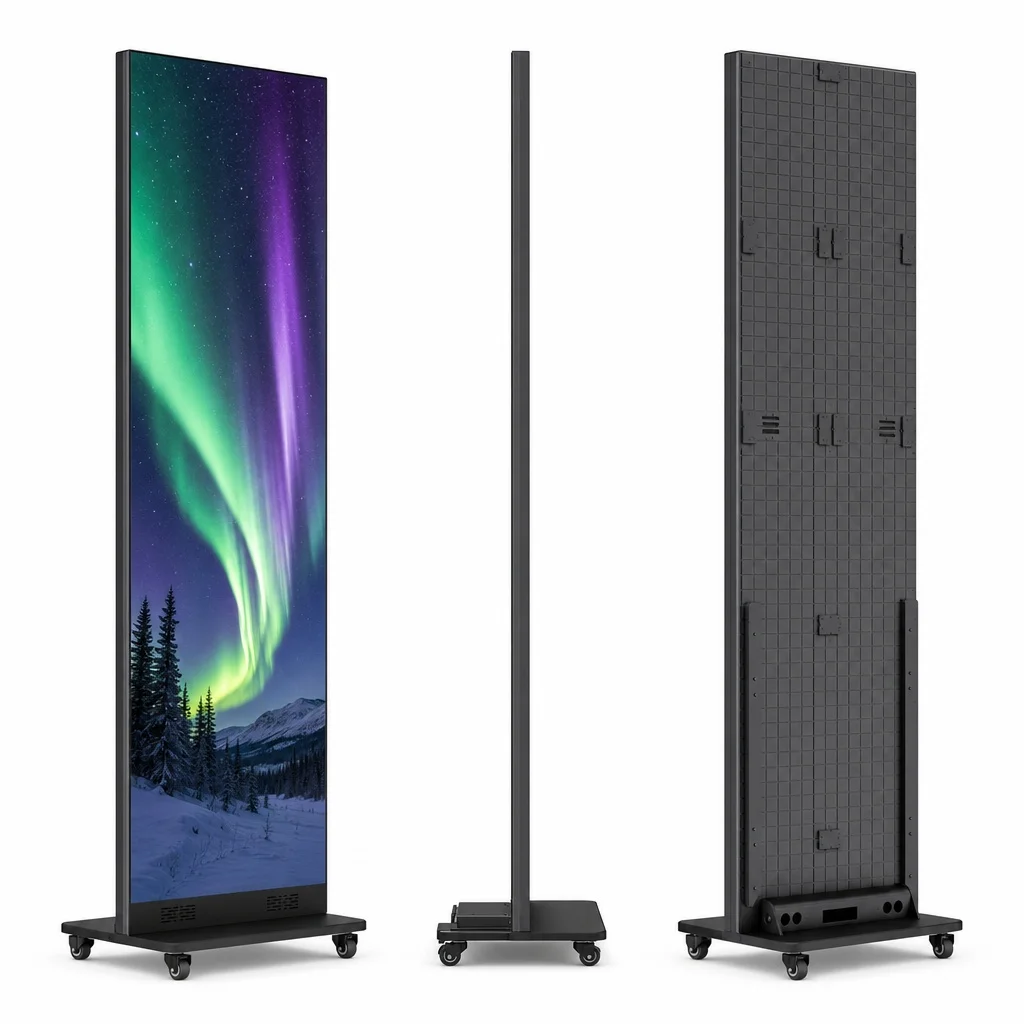 All-in-One LED Poster Screen P1.86/P2.0 640x1920 GOB WiFi Android Ultra Slim for Showroom Product Display Advertising