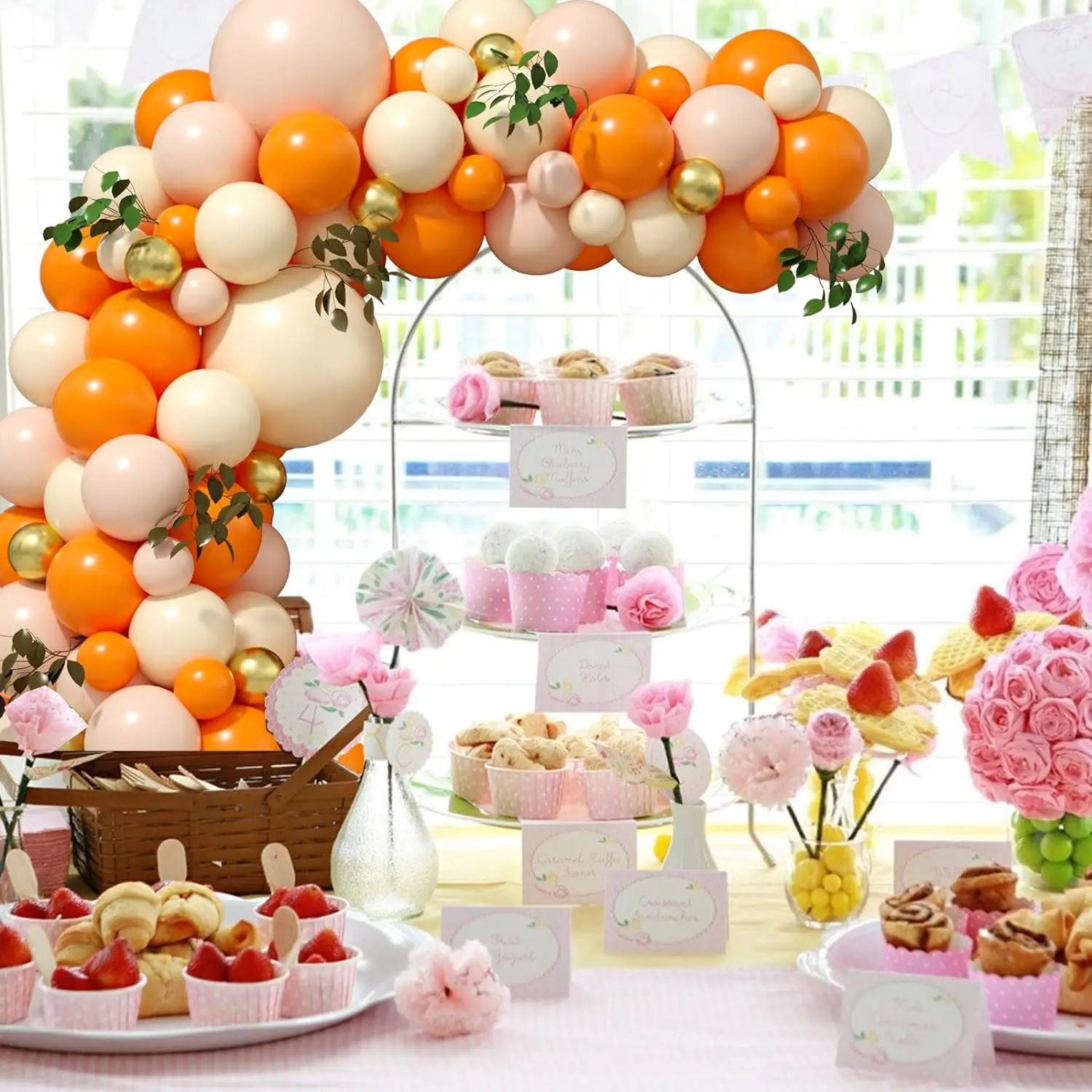 مجموعة بالونات مكونة من 122 قطعة باللونين البرتقالي والأصفر واللاتكس مناسبة لحفلات أعياد الميلاد وحفلات الزفاف وديكور حفلات عيد الحب #4