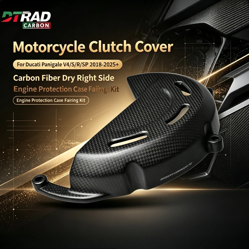 Motorcycle Clutch Cover For Ducati Panigale V4/S/R/SP 2018-2025+ Carbon Fiber Dry Right Side Engine Protection Case Fairing Kit