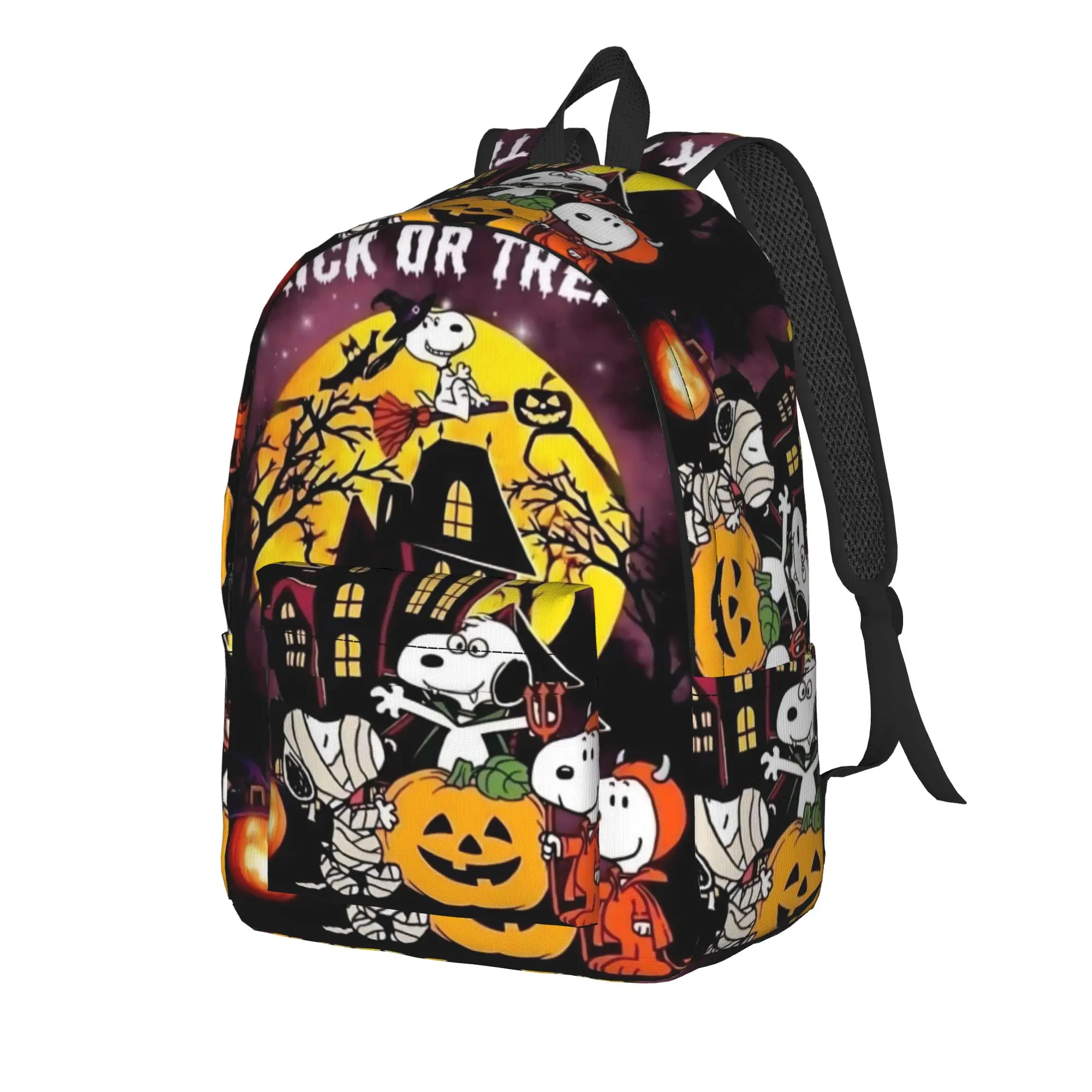 Trick or Treat Halloween Snoopys Backpack for Men Women Teenage Student Work Daypack  Laptop Computer Canvas Bags Sports