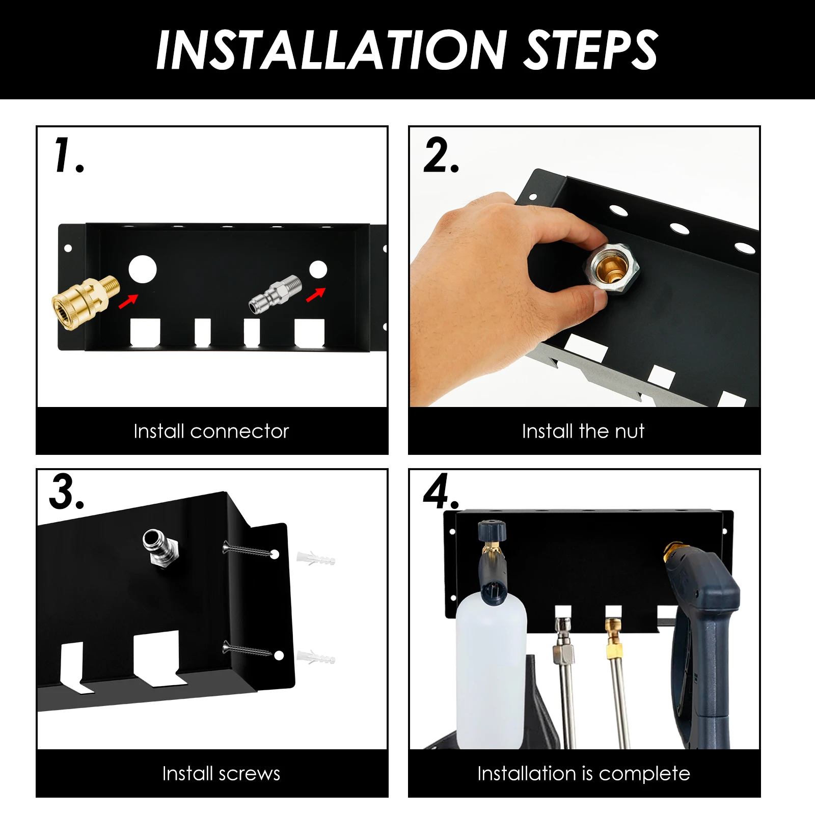 Imagem -04 - Wall-mounted Pressure Washer Gun Holder Power Washer Snow Foam Cannon Lance Quick Connect Organizador Car Wash Acessórios