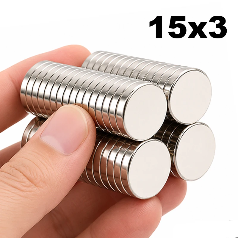 Super Strong Neodymium Magnets 15x3mm Round N35 NdFeB Permanent Magnetic imanes Heavy Duty Fridge Magnet for DIY Crafts, Office