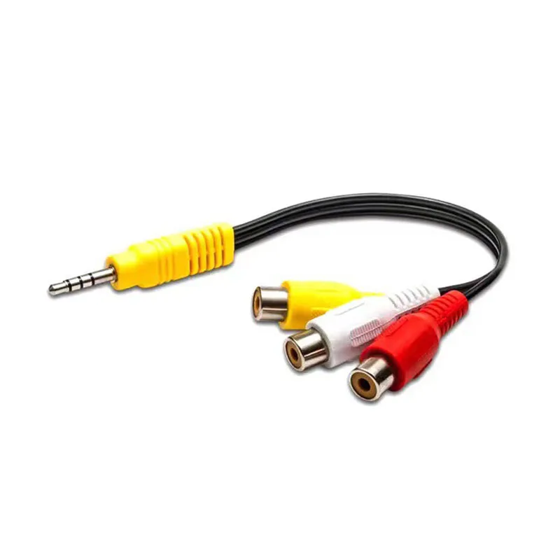 3.5mm one in three AV adapter cable Male to 3 RCA red white yellow video cable Lotus female audio adapter cable D3