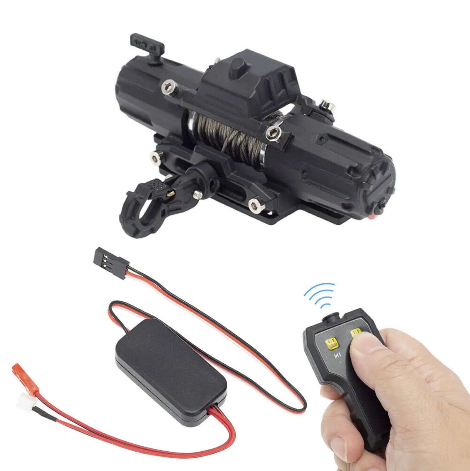 

Metal Automatic Winch Wireless Remote Controller w/3 Channel Control Fit for SCX10 III AXI03007 90046 1:10 1:8 RC Crawler Car