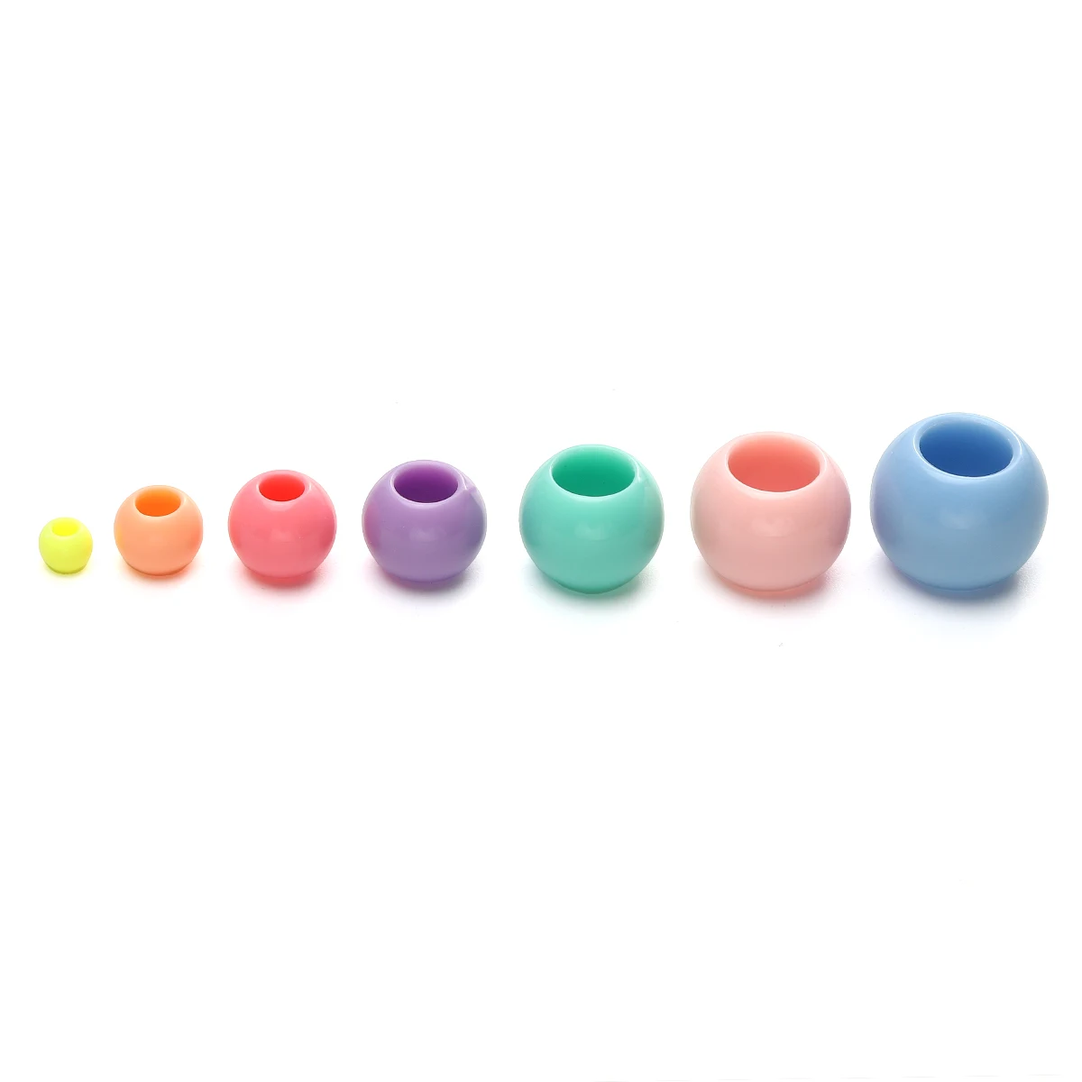 10-200pcs 6 10 12 14 16 18 20mm Big Hole Colorful Beads Round Acrylic Loose Spacer Beads For Jewelry Making Diy Bracelet Earring