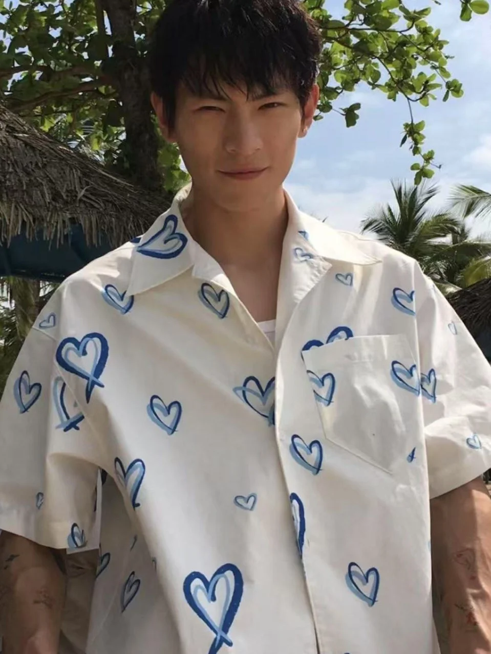 

Hawaii Love fiti ort Sve Loose Beach irt Men's Summer Casual Faionable Couples irt Beach Sand Beach irt