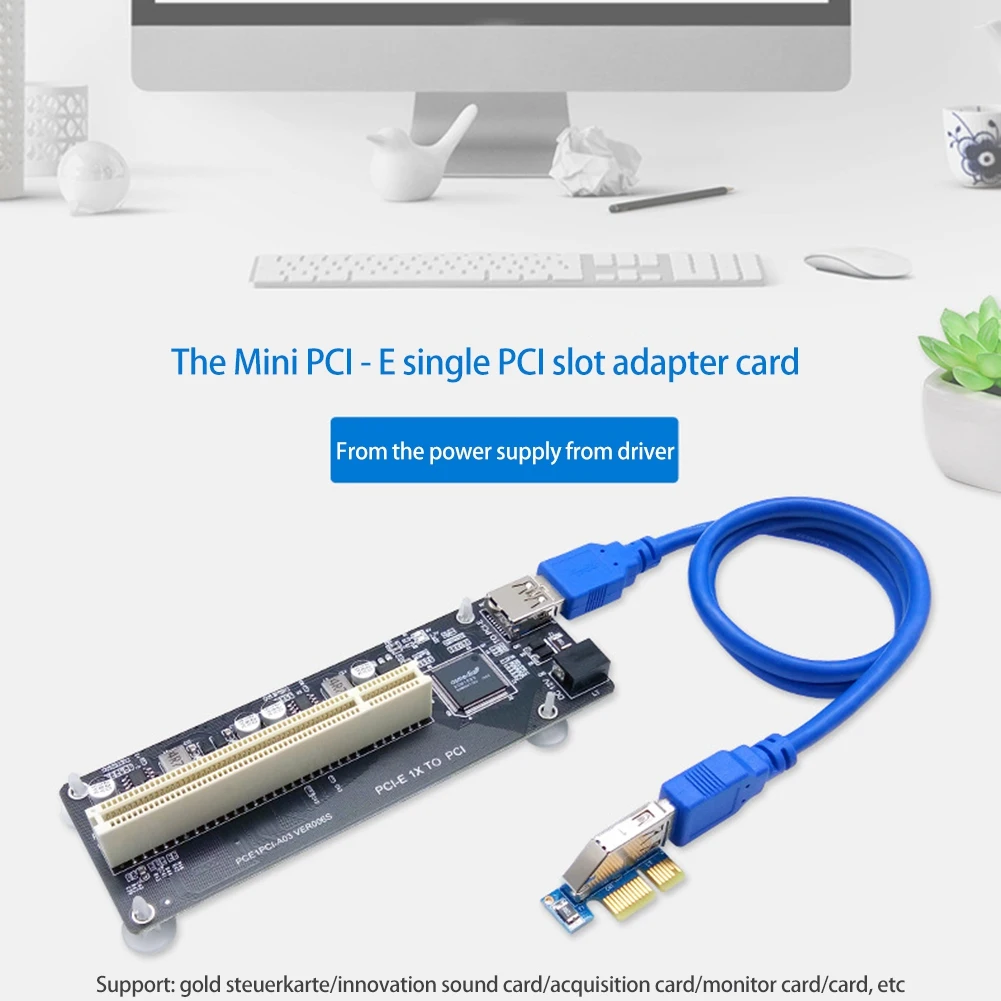 PCIE PCI-E PCI X1 para PCI Riser Cartão Bus Conversor Adaptador de Alta Eficiência Cabo USB 3.0 para PC Desktop