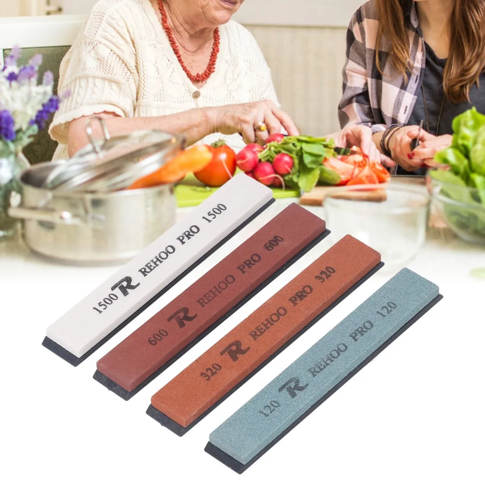 4 PCS White Corundum Knife Sharpening Stone Set Colorful Fixed Angle Knife Sharpening Kit Rectangular Shape