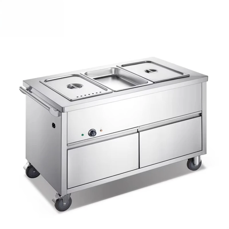 

Commercial Stainless Steel Hot Bain Marie 3 GN1/1 Food Cart