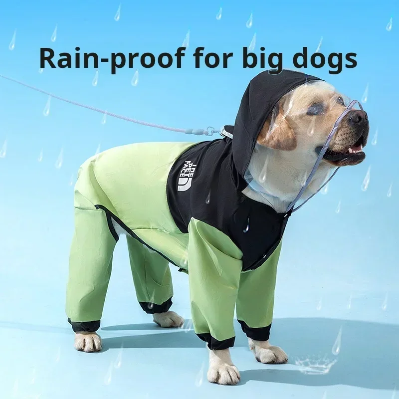 Dog Raincoat Windproof Water All-Inclusive Hooded Rain Poncho Outdoor Poncho Large Small and Medium Dogs Pet Supplies