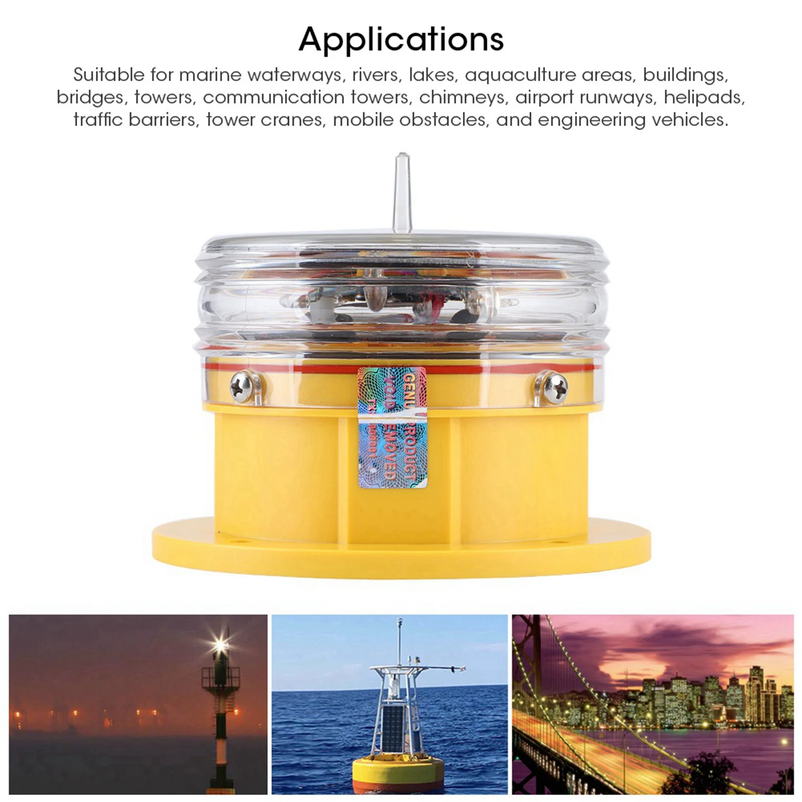 

Solar Power Sidelight IP68 LED Ship Marine Dock Barge Safety Beacon Flashing Light 360° Lighting Boat Flashing Light