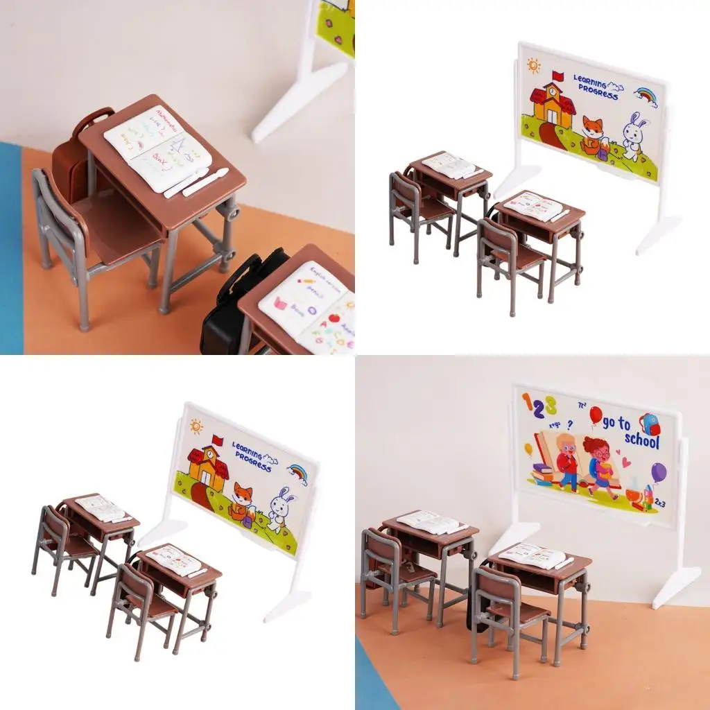 

Аксессуары для кукольного дома 1/12, школьная классная сцена, мебель с реалистичным обучающим реквизитом для детей, ролевая игра