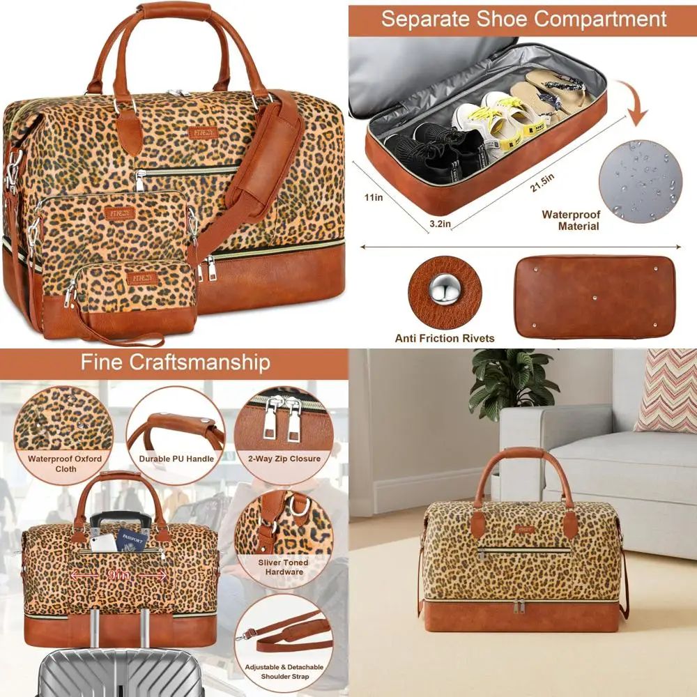 

Женская дорожная спортивная сумка, ночная сумка-тоут с карманом для обуви, большая нейлоновая сумка для выходных для коротких поездок