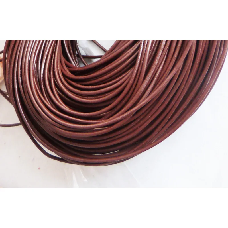 100meter/lot 2mm/3mm  dark brown color Jewelry bead making cord findings round real guniune leather cord