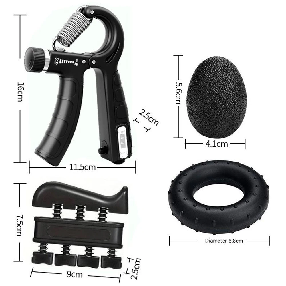 Grip Trainer Kit 5-60kg Adjustable Hand Gripper,Finger/Hand Strength Exercisers,Stress Ball,Forearm Ring for Muscle Build Relax Fitness