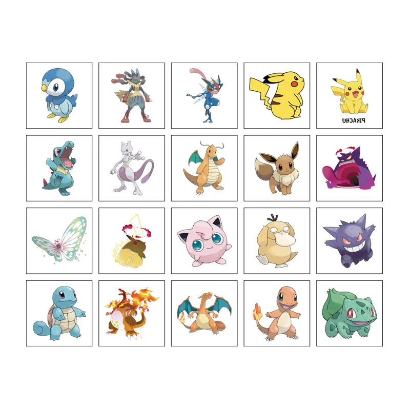 20 stks/set Pokemon Pikachu Tattoo Stickers Waterdicht Leuke Pikachu Sticker Funny Kids Meisjes Kerst Verjaardagscadeau Beloning Speelgoed