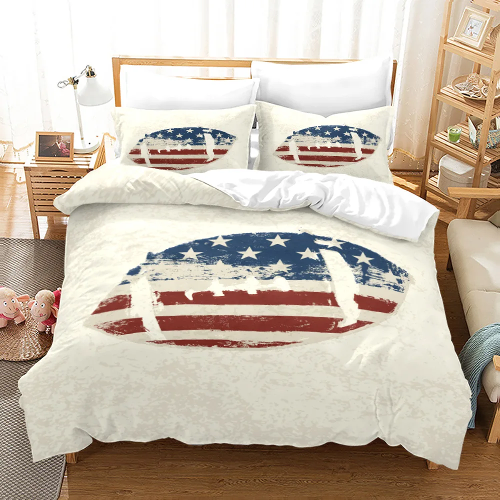

Rugby Bedding Set American Sport Cozy Brushed Washable Duvet Cover Set King Queen Twin Single Size Gift for Kids Boys Birthday
