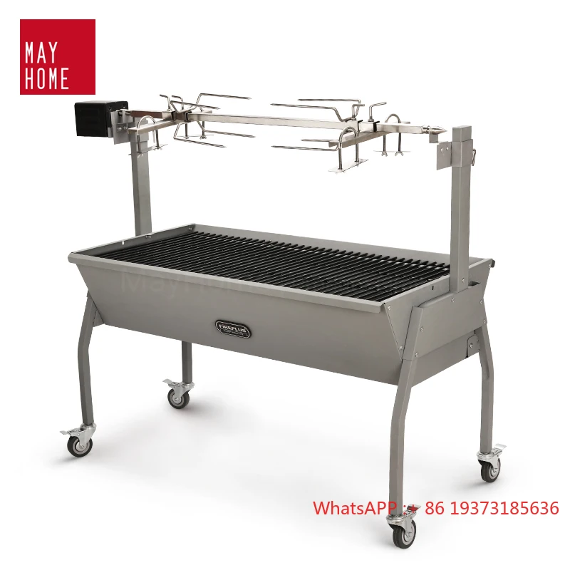 99CM Stainless steel 50KG lamb hog pork commercial charcoal Rotisserie grill spit roaster rotisserie charcoal bbq grill