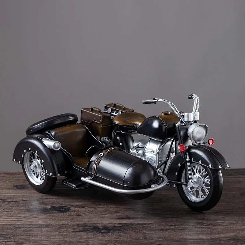 Kids Play House Toy Simulation Motorcycle European Retro Creative Wrought Iron Motorcycle Model Decor Home Living Room Crafts