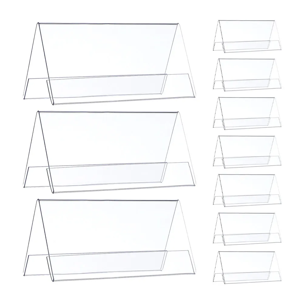 

Набор из 10 двусторонних прозрачных акриловых держателей для именных табличек 90x60 мм, настольные подставки для карточек для совещаний и конференций