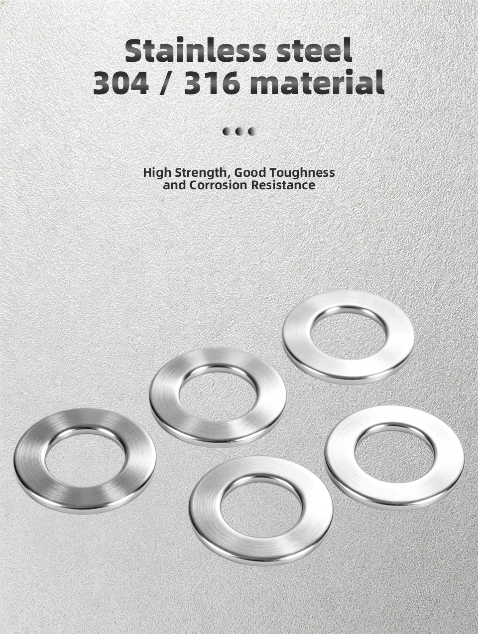 DIN125 Flache Unterlegscheiben 304 316 Edelstahl für Schrauben und Bolzen M2 M2.5 M3 M4 M5 M6 M8 M10 M12 M14 M16 M18 M20 M22 M24 M27 M30 – Detail 8