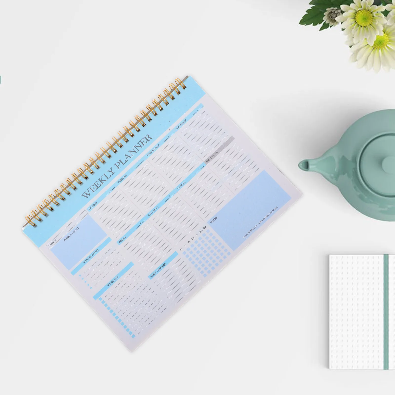 Weekly Planner Notebooks Spiral Bound Undated Pages Compact Size Work Calendar Task Notebook Planners College Students Weekly