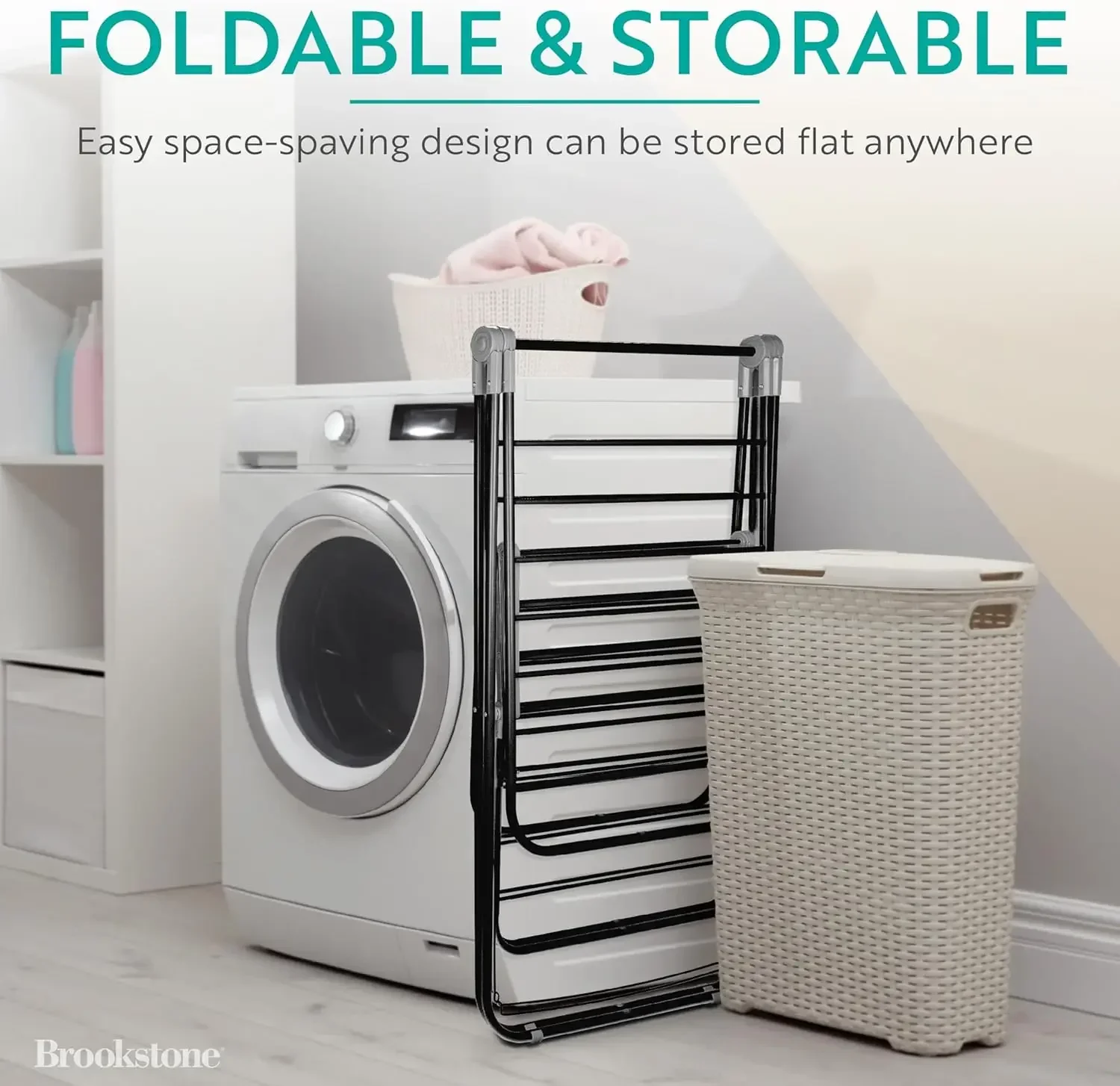 [XMSJ] كبير جدًا - مسافة مزدوجة - رف تجفيف الملابس قابل للطي بطبقتين، حامل ملابس معلق قابل للطي للاستخدام الداخلي/الخارجي