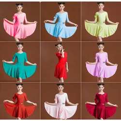 New Children'S Latin Dance Practice Suit Girl's Latin Dance Performance Suspender Skirt Ballroom Practice Dancing Dress Latin